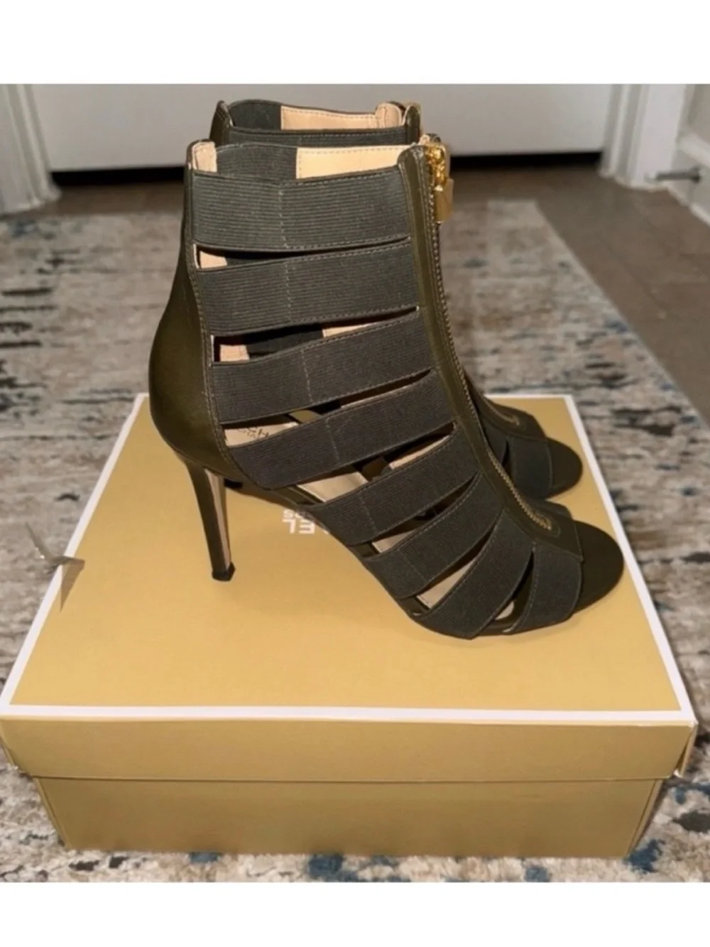 Michael Kors Dark Brown Strappy Zip Stiletto Sandal - Picture 7 of 9